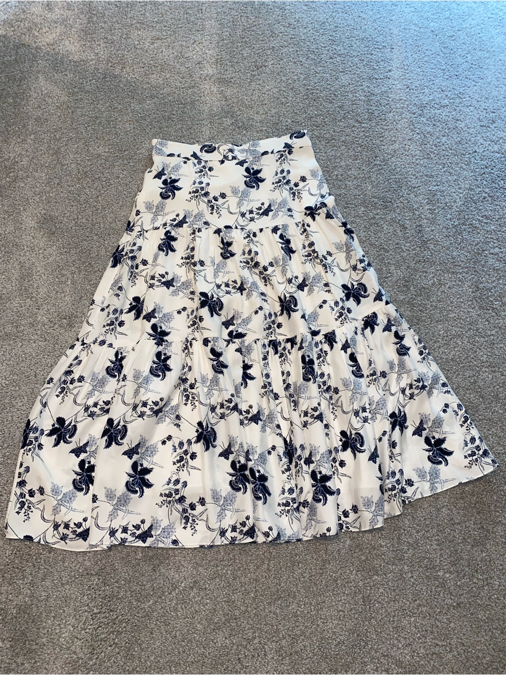 Charlotte Brody New York Tiered Midi Skirt Butterly Floral 100% Silk